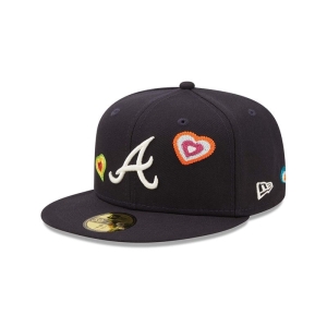59fifty New Era Atlanta Braves Chain Stitch Heart Fitted Gorras Azules | UCAWB-8392