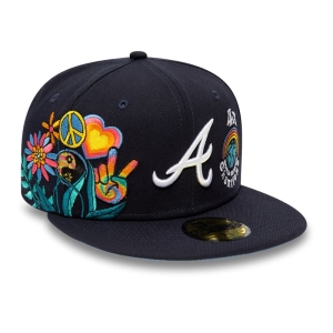 59fifty New Era Atlanta Braves Groovy Fitted Gorras Azules | XMTOV-9076