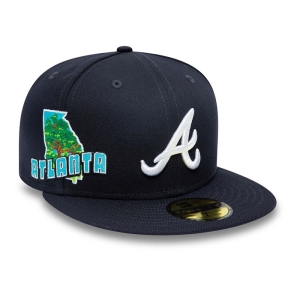 59fifty New Era Atlanta Braves Stateview Fitted Gorras Azules | YQBTV-2147