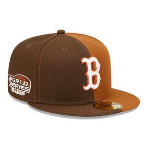 59fifty New Era Boston Sox Split Fitted Marrom | QRMOI-1392