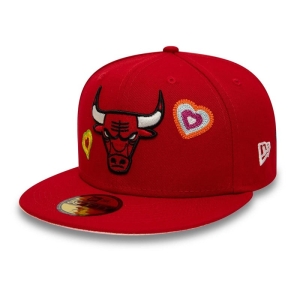 59fifty New Era Chicago Bulls Chain Stitch Heart Fitted Gorras Rojos | ZLSQR-1928