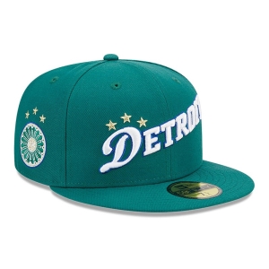 59fifty New Era Detroit Pistons Authentics City Fitted Gorras Verdes | VPUXL-9065
