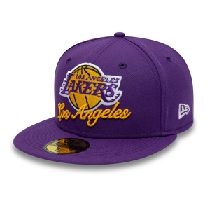 59fifty New Era La Lakers Dual Logo Fitted Gorras Morados | OIYKG-0516