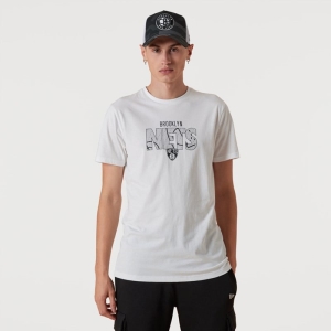 Camiseta New Era Brooklyn Nets NBA Wordmark Blancos | GDLUW-9028