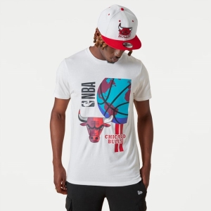 Camiseta New Era Chicago Bulls NBA Globe Logo Blancos | VAXNB-0413