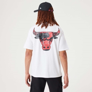 Camiseta New Era Chicago Bulls NBA Infill Team Logo Oversized Blancos | LJOCP-6819