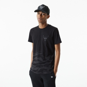 Camiseta New Era Chicago Bulls Reflective Negros | VPZXJ-6185