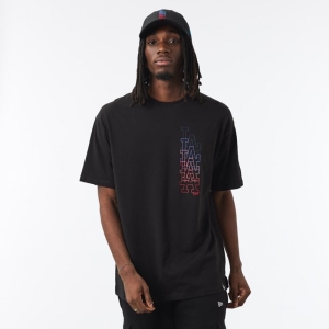 Camiseta New Era La Dodgers Stack Logo Oversized Negros | HTZRS-3642