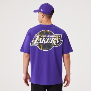 Camiseta New Era La Lakers NBA Infill Team Logo Oversized Morados | UWBNY-7903