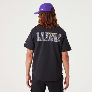 Camiseta New Era La Lakers NBA Infill Team Logo Jersey Negros | VRJSM-7304