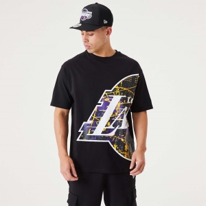 Camiseta New Era La Lakers NBA Large Team Logo Oversized Negros | IHAXZ-2940
