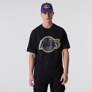 Camiseta New Era La Lakers NBA Outline Mesh Negros | QGKLJ-0192