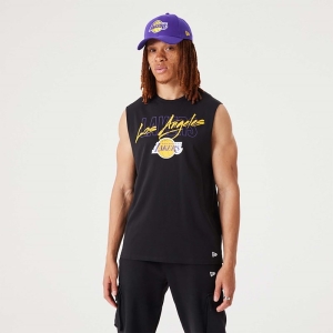 Camiseta New Era La Lakers NBA Script Essential Tank Top Negros | VIPJG-9284