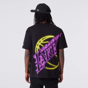 Camiseta New Era La Lakers Neon Oversized Negros | OGKTC-7316