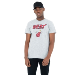 Camiseta New Era Miami Heat Heather Grises | OXPBZ-3452
