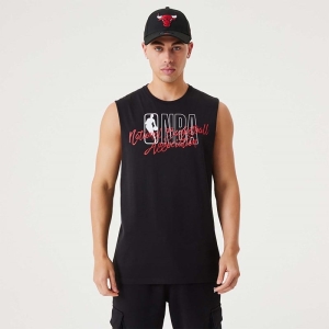 Camiseta New Era NBA Script Essential Tank Top Negros | MUJBA-3192