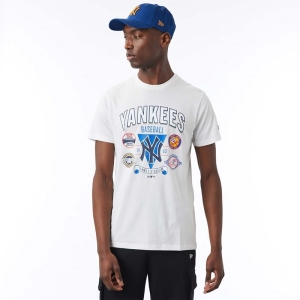 Camiseta New Era New York Yankees Champ Series Blancos | FQSME-1789