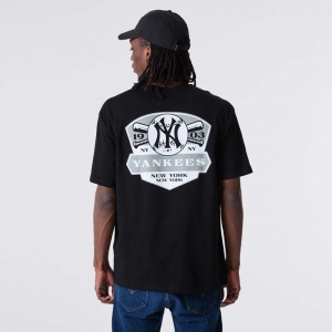 Camiseta New Era New York Yankees Estampados Oversized Negros | YFPNK-2581