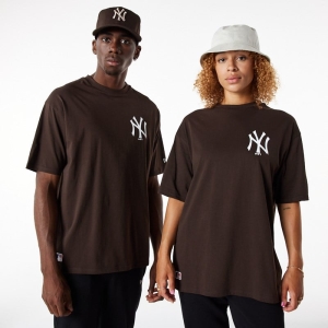 Camiseta New Era New York Yankees League Essential Oversized Marrom | NWKQA-9267