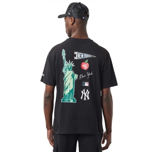 Camiseta New Era New York Yankees MLB City Estampados Oversized Negros | JUTVH-8592