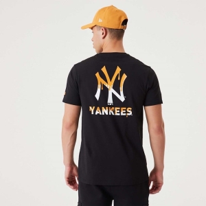 Camiseta New Era New York Yankees MLB Drip Logo Negros | DBZMP-9486