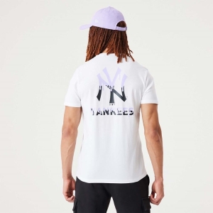 Camiseta New Era New York Yankees MLB Drip Logo Blancos | ZGVAT-3769
