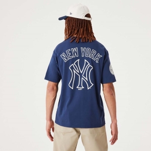 Camiseta New Era New York Yankees MLB Heritage Oversized Azules | IJVWR-4065