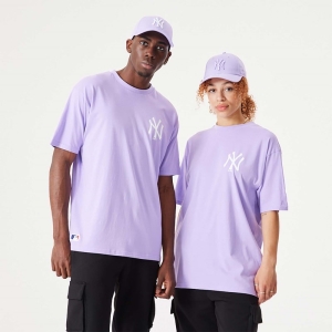 Camiseta New Era New York Yankees MLB League Essential Oversized Morados | QGPSY-9347