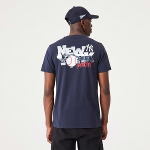 Camiseta New Era New York Yankees MLB Team Logo Estampados Azules | CPDYK-8072