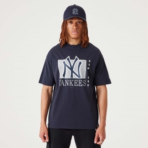 Camiseta New Era New York Yankees MLB Team Wordmark Oversized Azules | MHBAJ-2805
