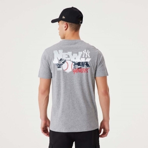 Camiseta New Era New York Yankees MLB Team Logo Estampados Medium Grises | XIPLG-7905