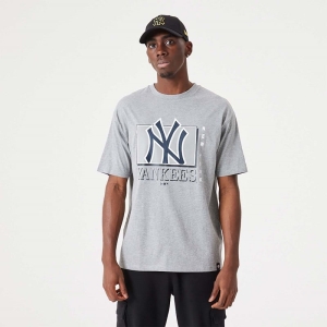 Camiseta New Era New York Yankees MLB Team Wordmark Oversized Grises | ZCRWL-5364