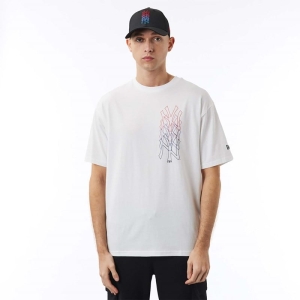 Camiseta New Era New York Yankees Stack Logo Oversized Blancos | PYNRK-0435
