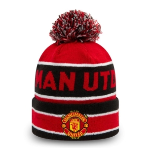 Prendas De Punto New Era Manchester United A Rayas Bobble Beanie Gorras Rojos | VFIGX-9472
