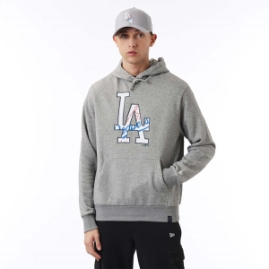 Sudadera Con Capucha New Era La Dodgers Double Logo Grises | CLMTA-9135