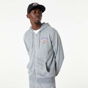 Sudadera Con Capucha New Era La Lakers NBA Essentials Medium Full Zip Grises | OZPXJ-2591
