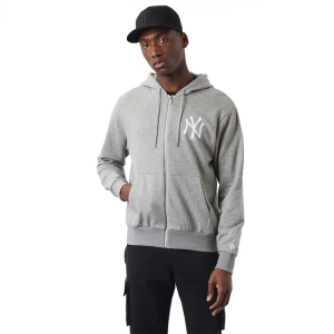 Sudadera Con Capucha New Era New York Yankees MLB League Essential Zip Grises | DXFSK-9502