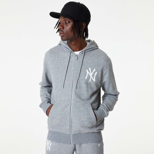 Sudadera Con Capucha New Era New York Yankees MLB League Essential Medium Full-zip Grises | EIZBV-7564