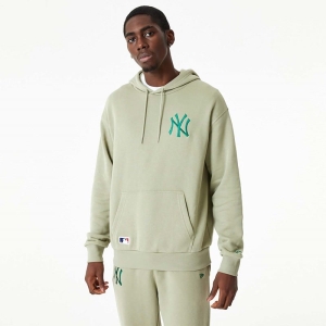 Sudadera Con Capucha New Era New York Yankees MLB Embroidered Logo Washed Creme | KCAFE-2974