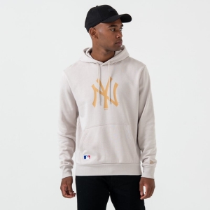 Sudadera Con Capucha New Era New York Yankees Logo Pullover Creme | PIXJU-0928