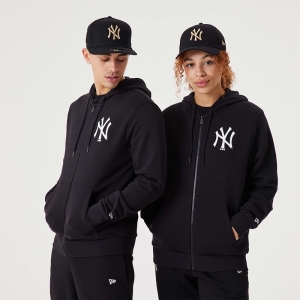Sudadera Con Capucha New Era New York Yankees MLB League Essential Full-zip Negros | RNGYS-0276