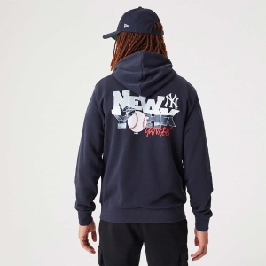Sudadera Con Capucha New Era New York Yankees MLB Team Logo Pullover Azul Marino | WPCOI-9730