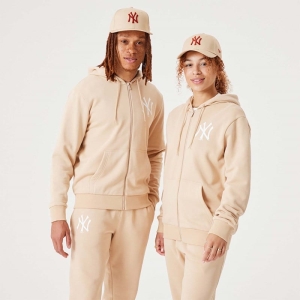 Sudadera Con Capucha New Era New York Yankees MLB League Essential Full-zip Creme | YBDRV-2130