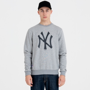 Sudaderas New Era New York Yankees MLB Team Logo Crew Neck Grises | NISZH-7593