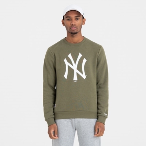 Sudaderas New Era New York Yankees Team Logo Crew Neck Verdes | LURXD-7091