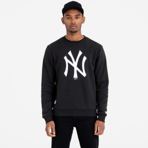 Sudaderas New Era New York Yankees Team Logo Crew Neck Negros | RFEKP-0372